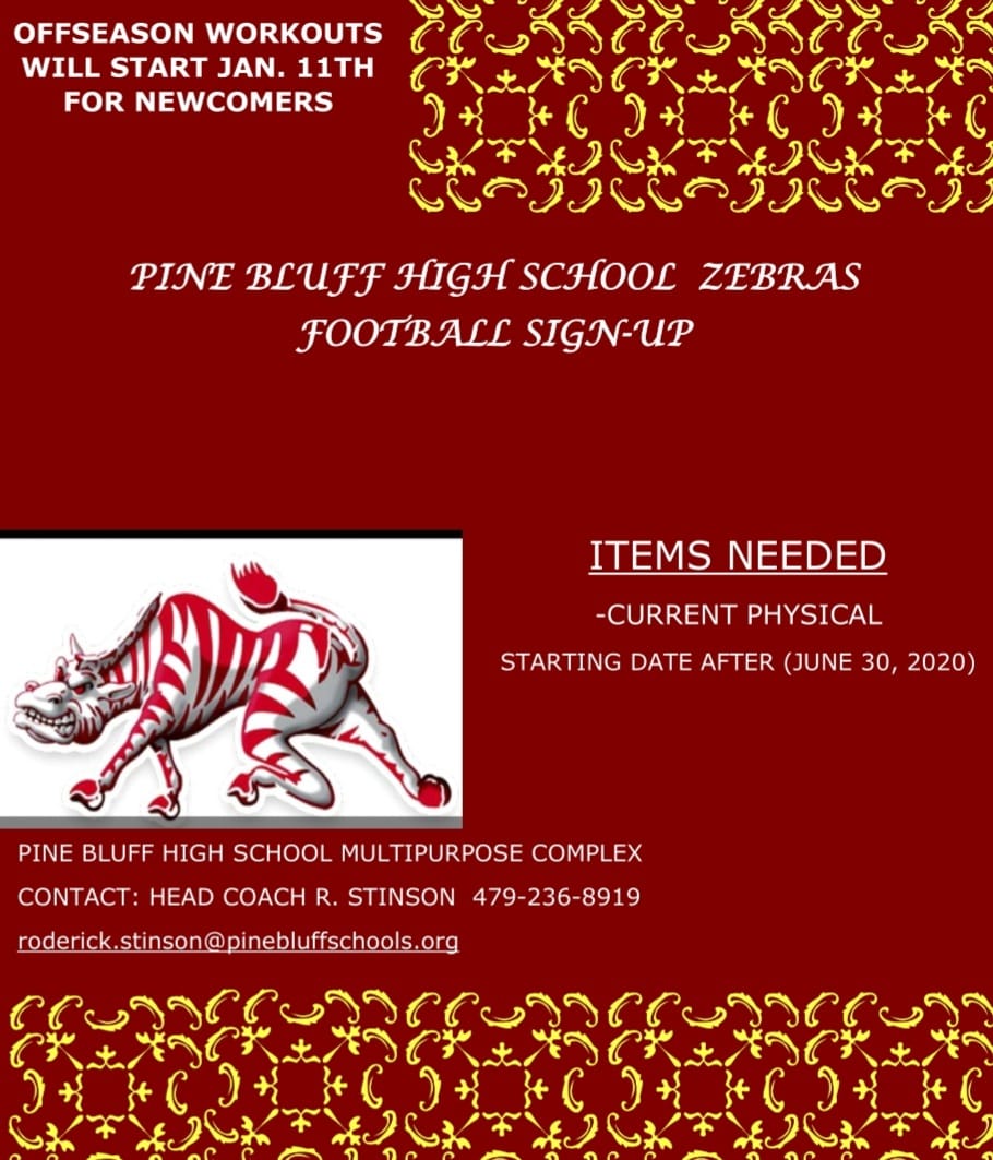 Pine Bluff Zebras holding football sign ups