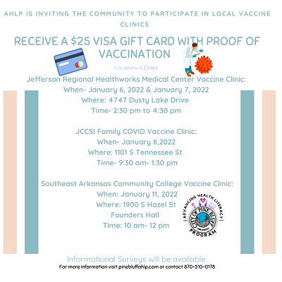 Healthworks to host vaccine clinic January 6th & 7th; $25 Gift Card Incentive