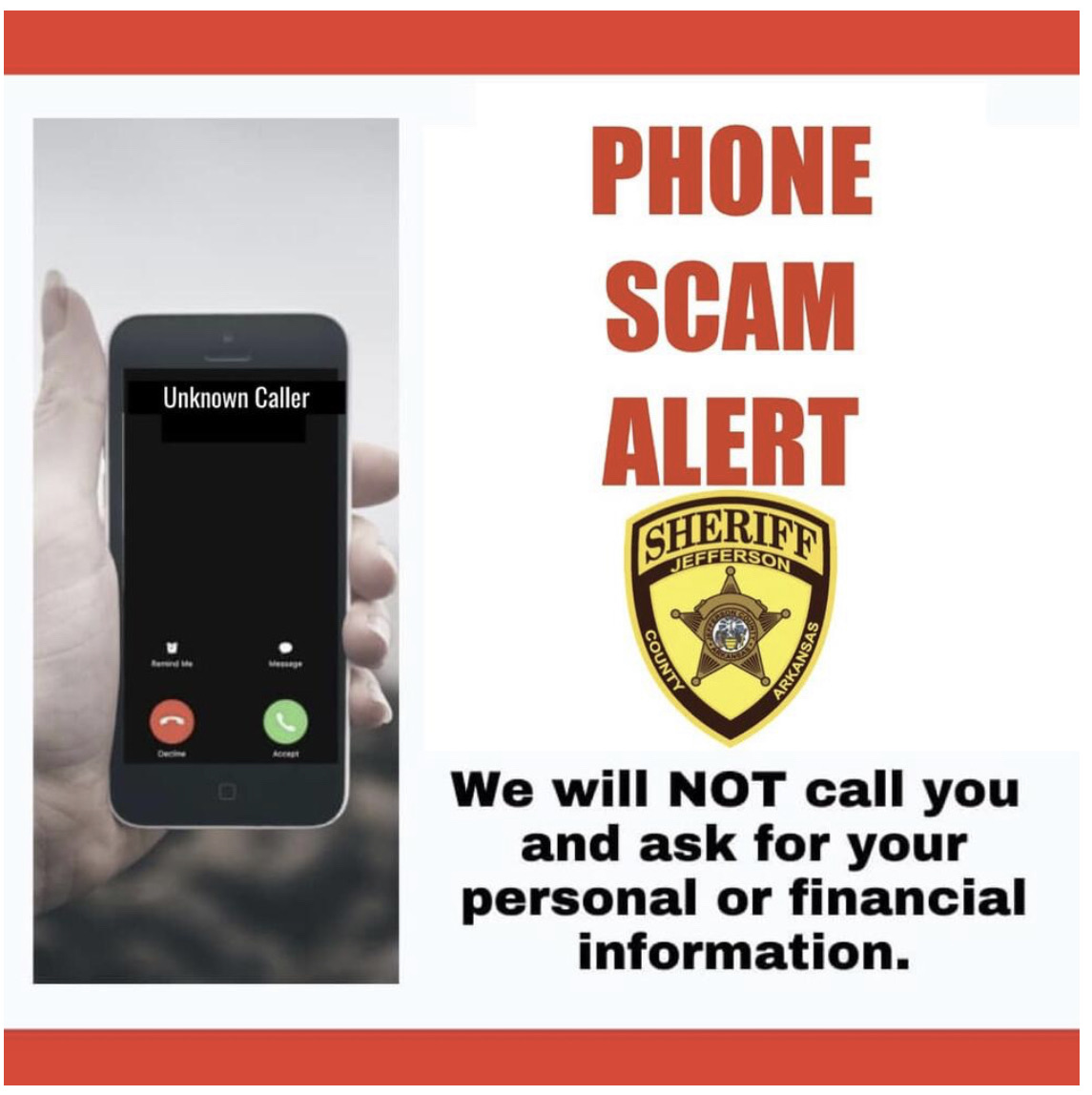 Jefferson County Sheriff’s Office issues warning of phone scams