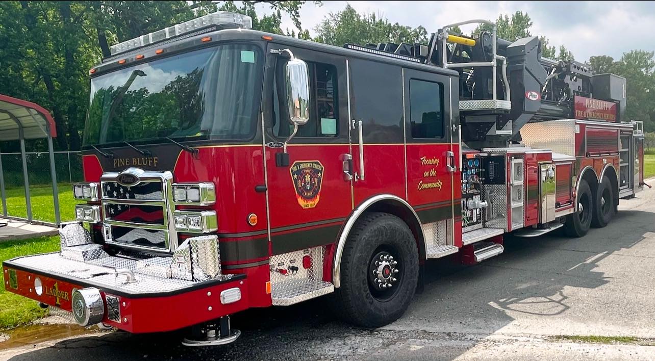 Chief Shauwn Howell discusses the dedication ceremony on Monday for the new fire truck