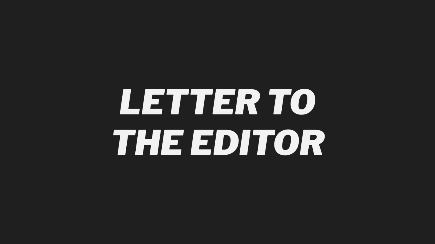 Letter to the editor – Irene Holcomb