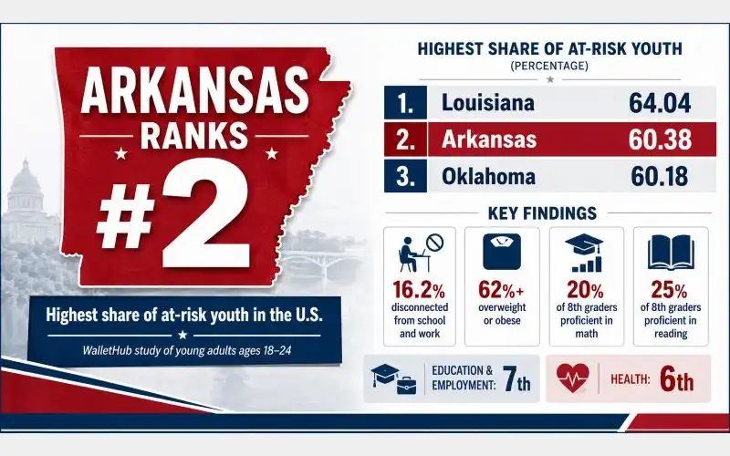Arkansas Ranks Second Nationwide for At Risk Youth Facing Education and Health Challenges